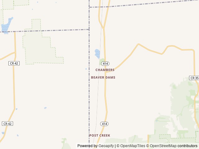 Map of Chambers Camp and Retreat Center location at Beaver Dams, NY, United States