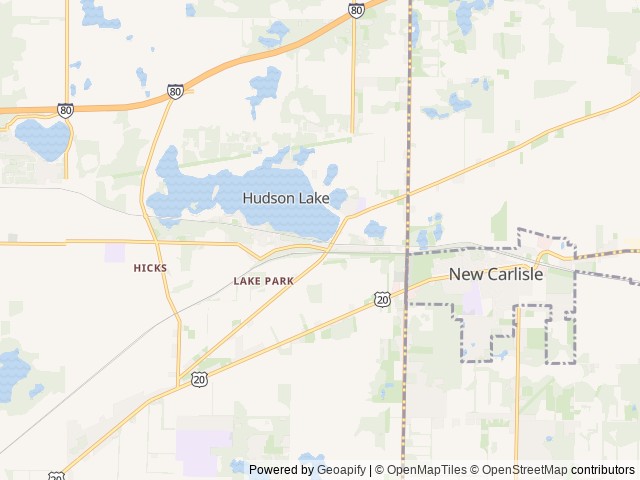 Map of Lakeside RV Resort location at New Carlisle, IN, United States