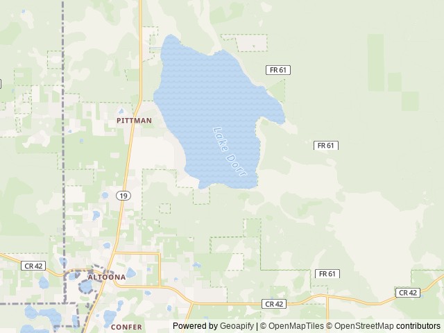 Map of Lake Dorr Cabin location at Altoona, FL, United States