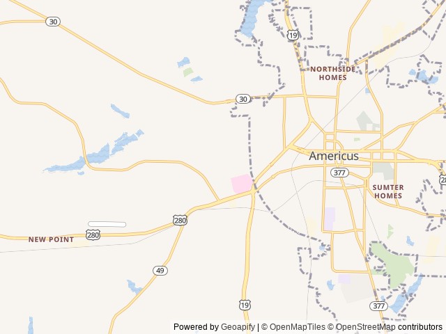 Map of Stillwater Springs RV Park location at Americus, GA, United States