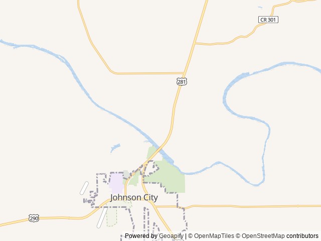 Map of River's Edge Campground location at Johnson City, TX, United States