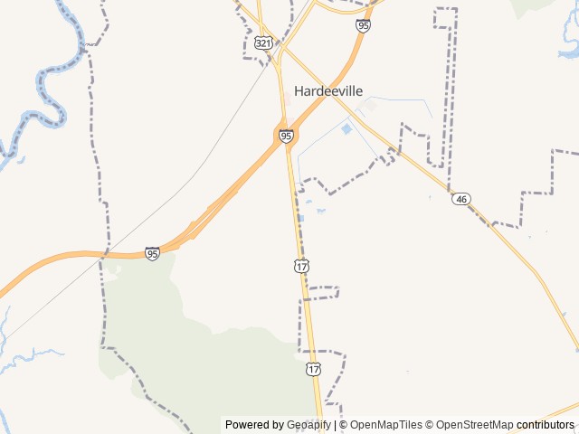 Map of Savannah Lakes RV Resort location at Hardeeville, SC, United States