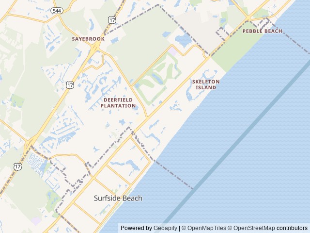 Map of Lakewood Camping Resort location at Myrtle Beach, SC, United States