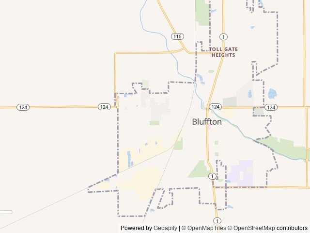 Map of Bluffton / Fort Wayne South KOA Journey location at Bluffton, IN, United States