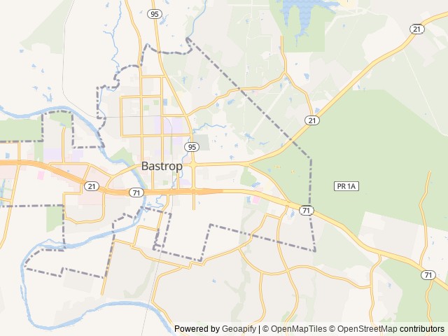 Map of The Hill RV Park location at Bastrop, TX, United States