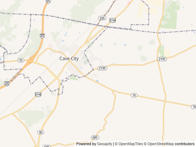 Map of Sugar Maple RV Park location at Cave City, KY, United States