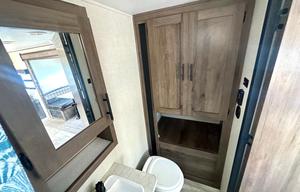 Fully furnished travel trailer for a small family.