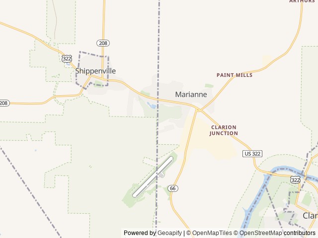 Map of Rustic Acres RV Resort and Campground location at Shippenville, PA, United States