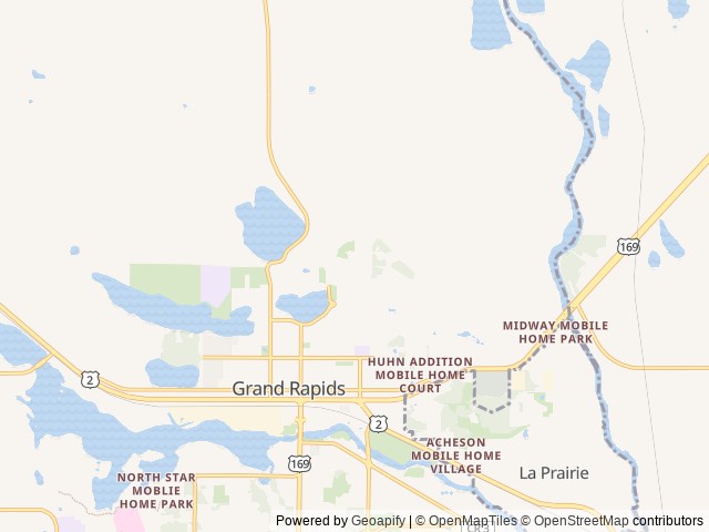 Map of Itasca County Fairgrounds Campground location at Grand Rapids, MN, United States