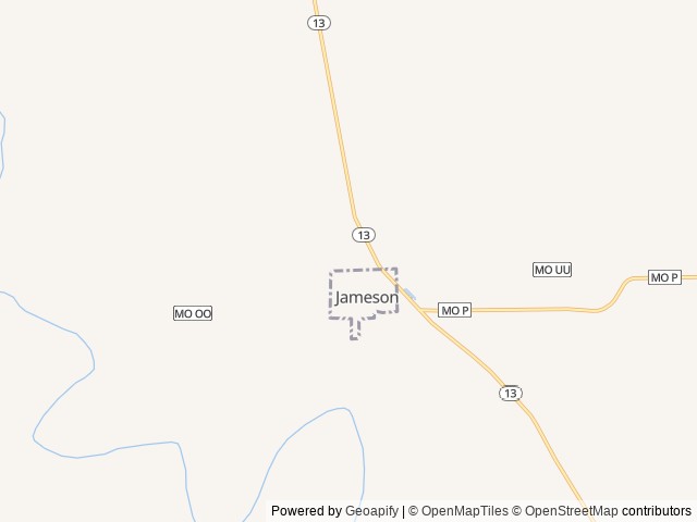 Map of Honey Grove Campground location at Jameson, MO, United States