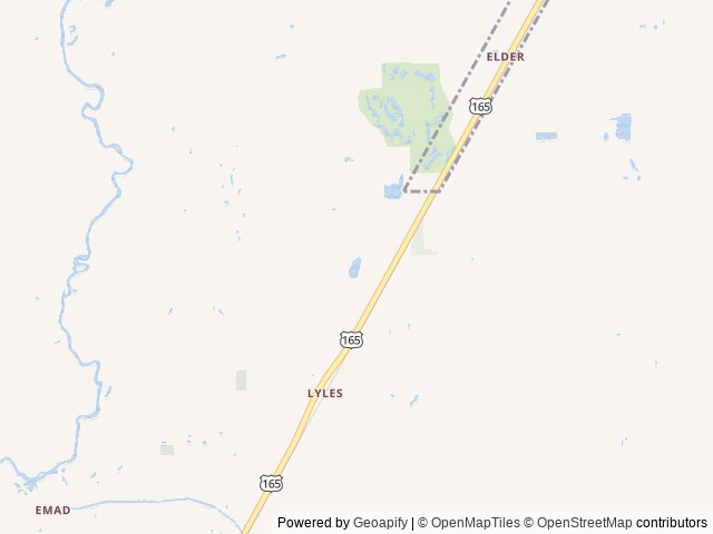Map of Red Shoes RV Park & Chalets location at Kinder, LA, United States