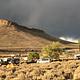 Dramatic Dark Clouds over a Butte form the backdrop of Elk Creek Campground