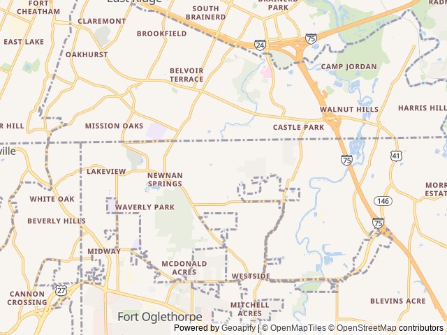 Map for Cooper’s Getaway near Rossville, TN