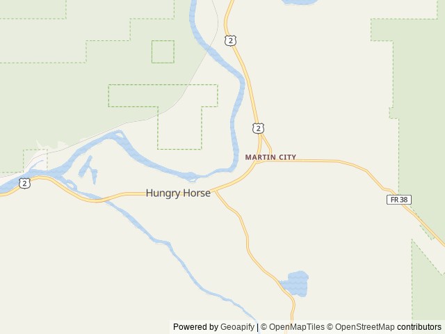 Map for Stationary Cute Camper & FHU Space near Glacier NP near Hungry Horse, MT
