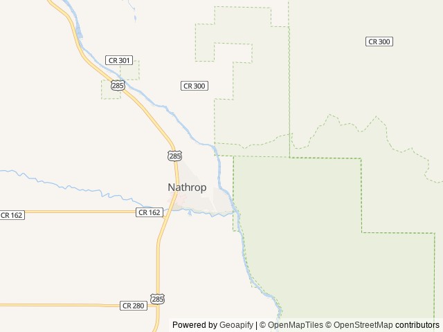 Map of Ruby Mountain Campground location at Nathrop, CO, United States