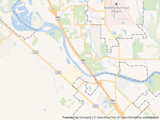 Map of Sacramento River RV Park location at Redding, CA, United States