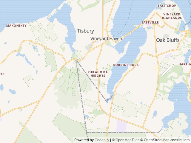 Map of Martha’s Vineyard Family Campgroud location at Vineyard Haven, MA, United States