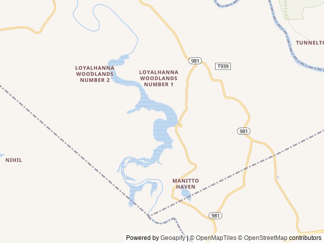 Map of Bush Recreation Area location at Saltsburg, PA, United States