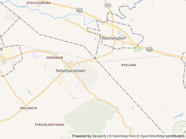 Map for Snickers retreat near Newmanstown, PA