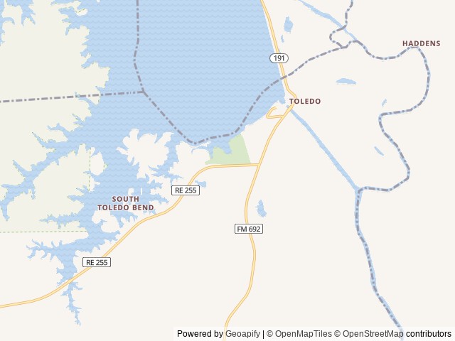 Map of Toledo Bend Gateway Gardens RV Park location at Burkeville, TX, United States