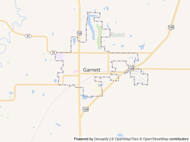 Map of City of Garnett Parks location at Garnett, KS, United States
