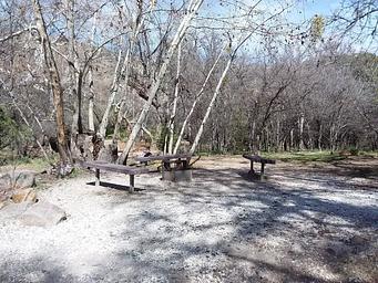 Group area around a fire pit.