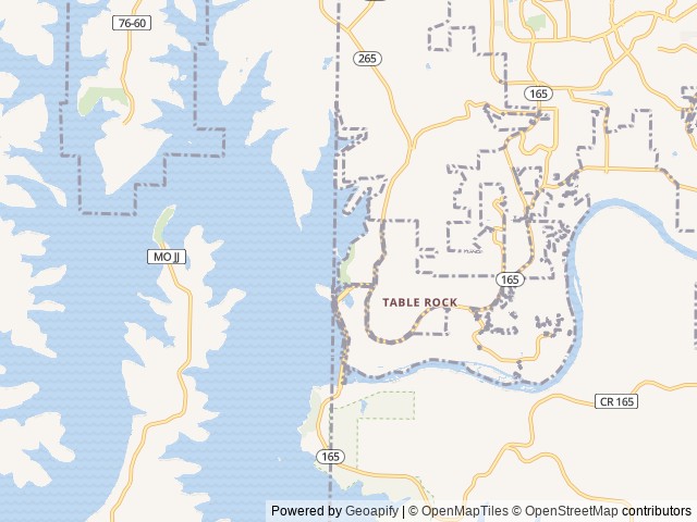 Map of Moonshine Beach Rec. Area location at Branson, MO, United States