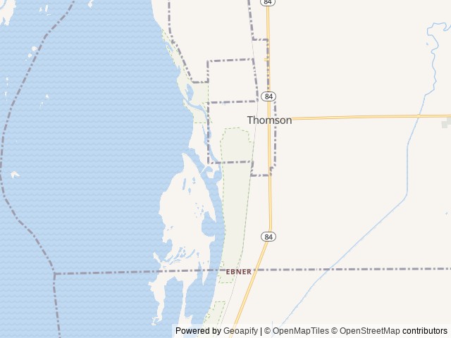 Map of Thomson Causeway location at Thomson, IL, United States