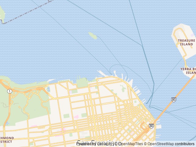 Map of Aquatic Park Cove location at San Francisco, CA, United States