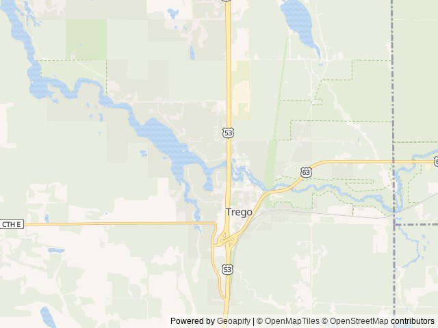 Map of Log Cabin Resort & Campground location at Trego, WI, United States