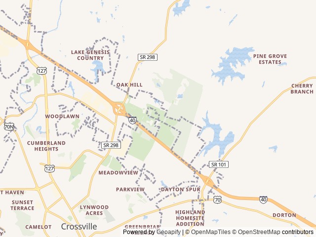 Map of Paradise On the Mountain RV Park location at Crossville, TN, United States