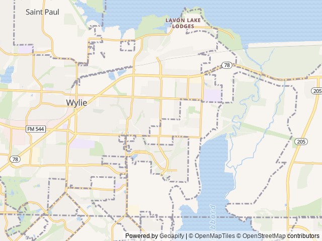 Map of Dallas Wylie RV Park location at Wylie, TX, United States