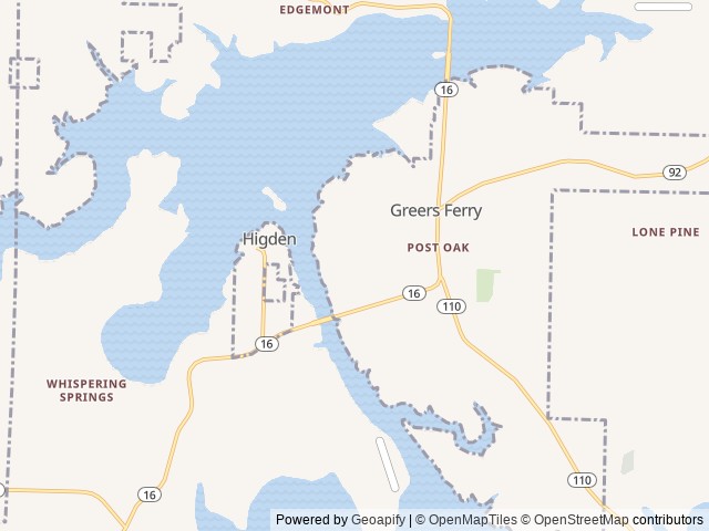 Map of Greers Ferry RV location at Greers Ferry, AR, United States