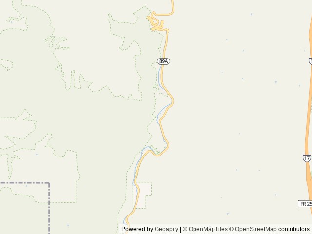Map of Cave Springs Campground location at Sedona, AZ, United States
