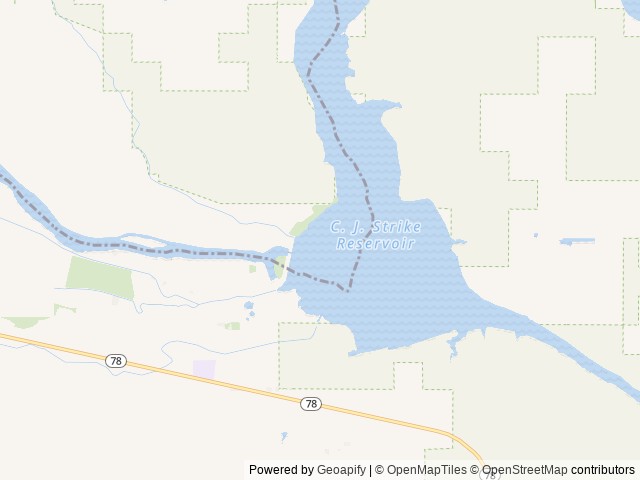 Map of CJ Strike Area - North Park location at Bruneau, ID, United States