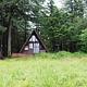 Berg Bay cabin A-Frame and surrounding forest