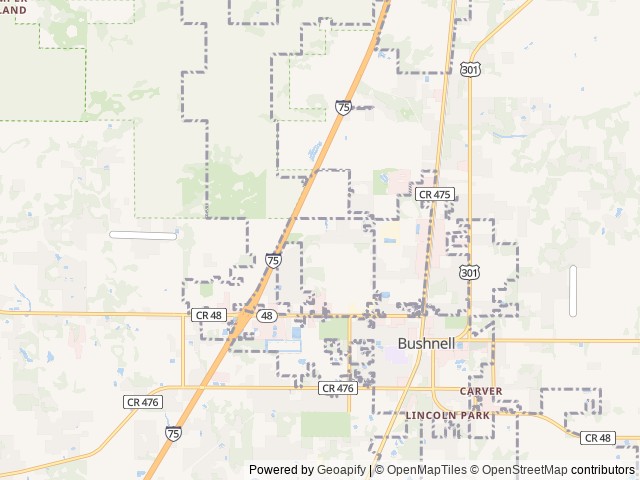Map of Red Oaks location at Bushnell, FL, United States