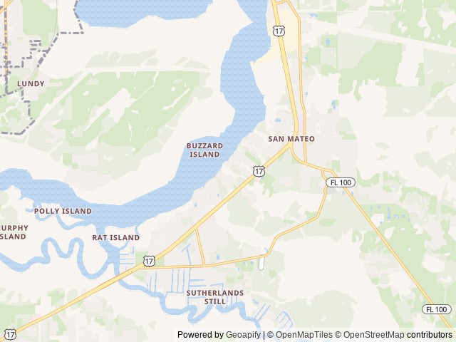 Map of Lynch's Landing RV Park location at San Mateo, FL, United States
