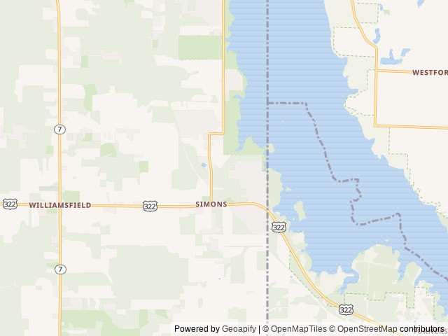 Map of Andover / Pymatuning Lake KOA Holiday location at Williamsfield, OH, United States