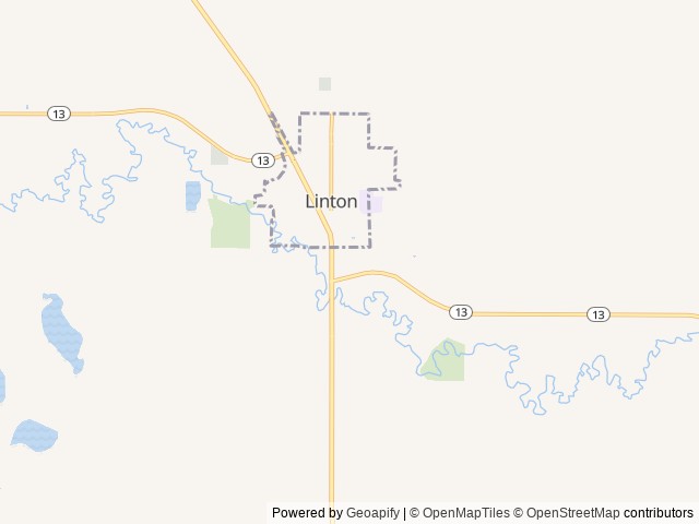 Map of Linton Campground location at Linton, ND, United States