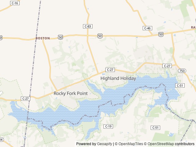 Map of Bayview Campgrounds location at Hillsboro, OH, United States