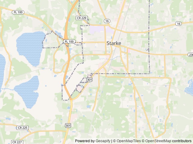 Map of Starke / Gainesville N.E. KOA Holiday location at Starke, FL, United States