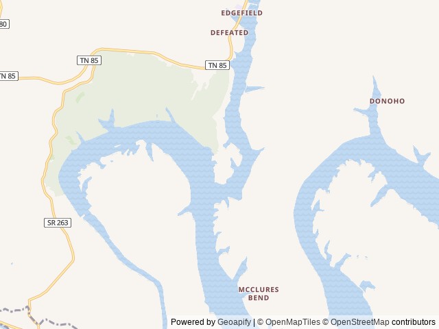 Map of Defeated Creek Park location at Carthage, TN, United States