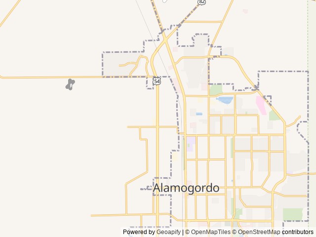 Map of Cottonwood RV Park and Storage location at Alamogordo, NM, United States