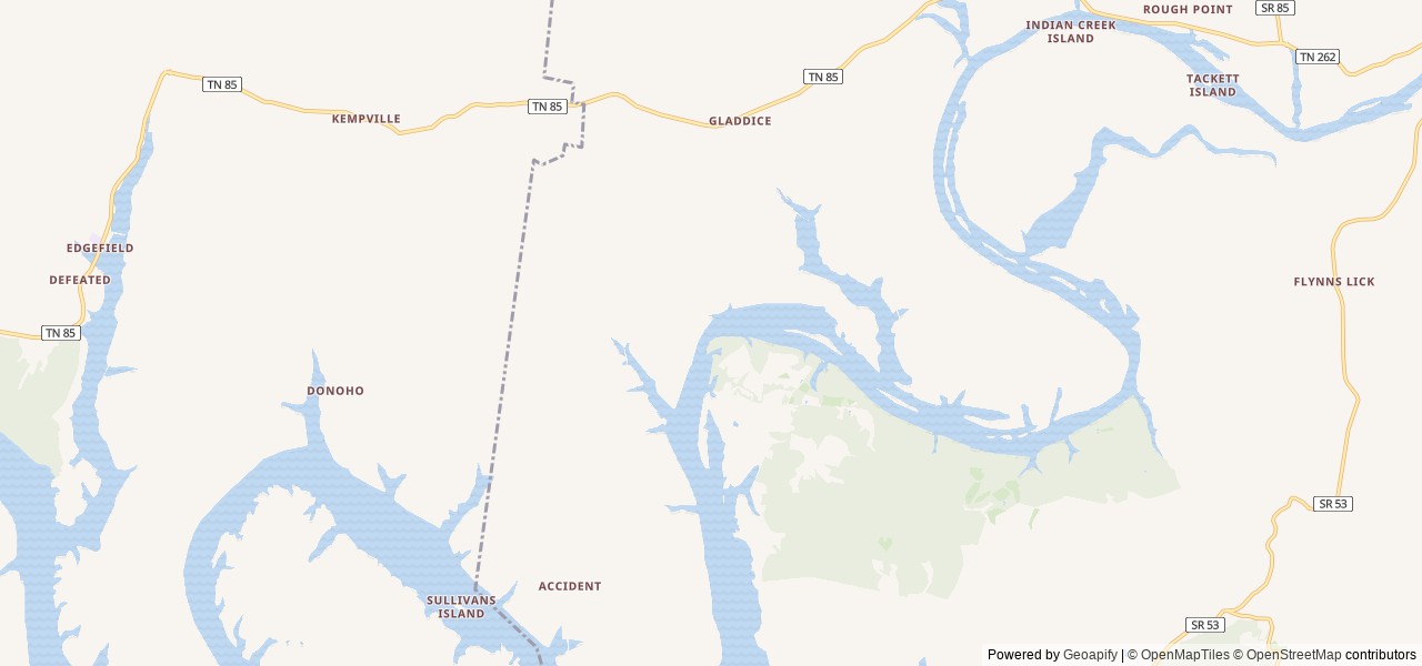 Map of Salt Lick Creek location at Gainesboro, TN, United States