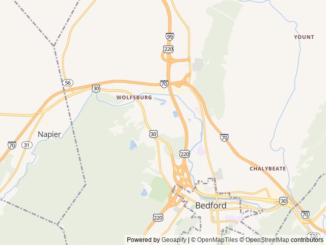 Map of Friendship Village Campground location at Bedford, PA, United States
