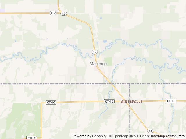Map of Camp Coyote Hills location at Marengo, WI, United States