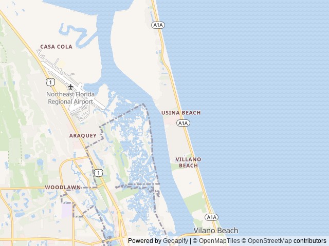 Map of North Beach Camp Resort location at St. Augustine, FL, United States