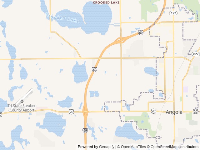 Map of Buck Lake Ranch location at Angola, IN, United States