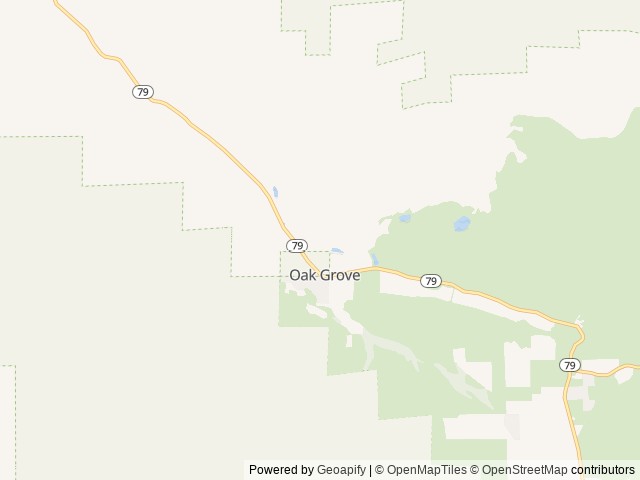 Map of Oak Grove Campground location at Oak Grove, CA, United States